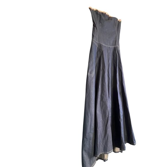 Strapless Asymmetrical Maxi Dress By In Love Paris - Picture 10 of 13